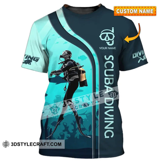 Unisex Shirt - Custom Name Diving T-Shirt - Personalized Scuba Diving Shirt - Dive Tee style option 1