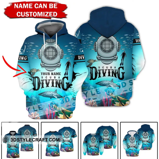 Unisex Shirt - Custom Name Diving T-Shirt - Personalized Scuba Diving Shirt - Scuba Diver Gift style option 2
