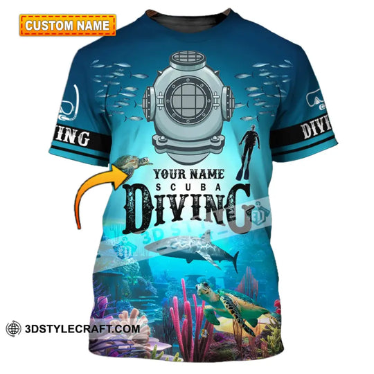 Unisex Shirt - Custom Name Diving T-Shirt - Personalized Scuba Diving Shirt - Scuba Diver Gift style option 1
