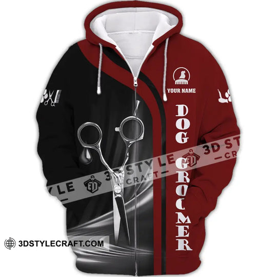 Unisex Shirt - Custom Name Shirt - Dog Groomer Black And Red Name Shirt style option 4