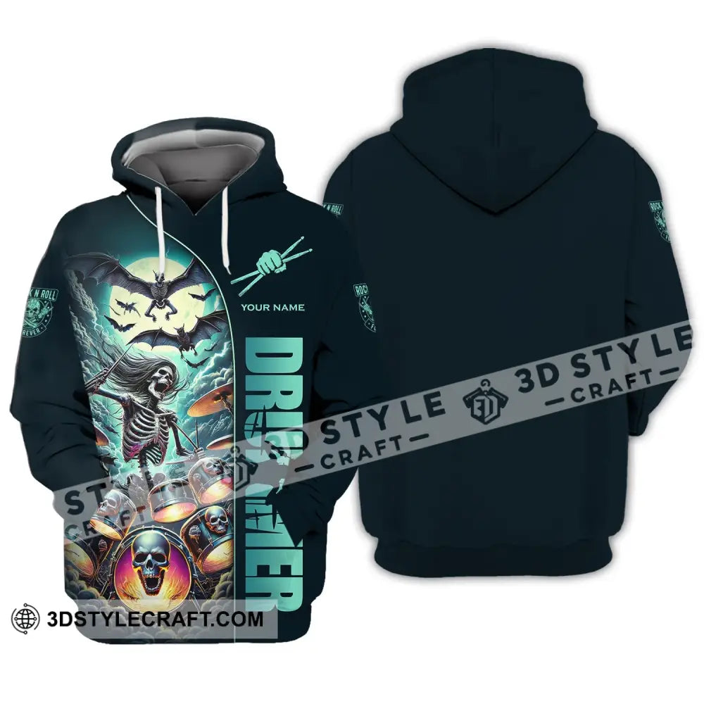 Unisex Shirt Custom Name Drummer Drumming Lover Hoodie Long Sleeve Gift For / S T-Shirt