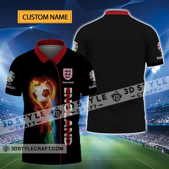 Unisex Shirt - Custom Name, England Fire Ball Black Shirt style option 1