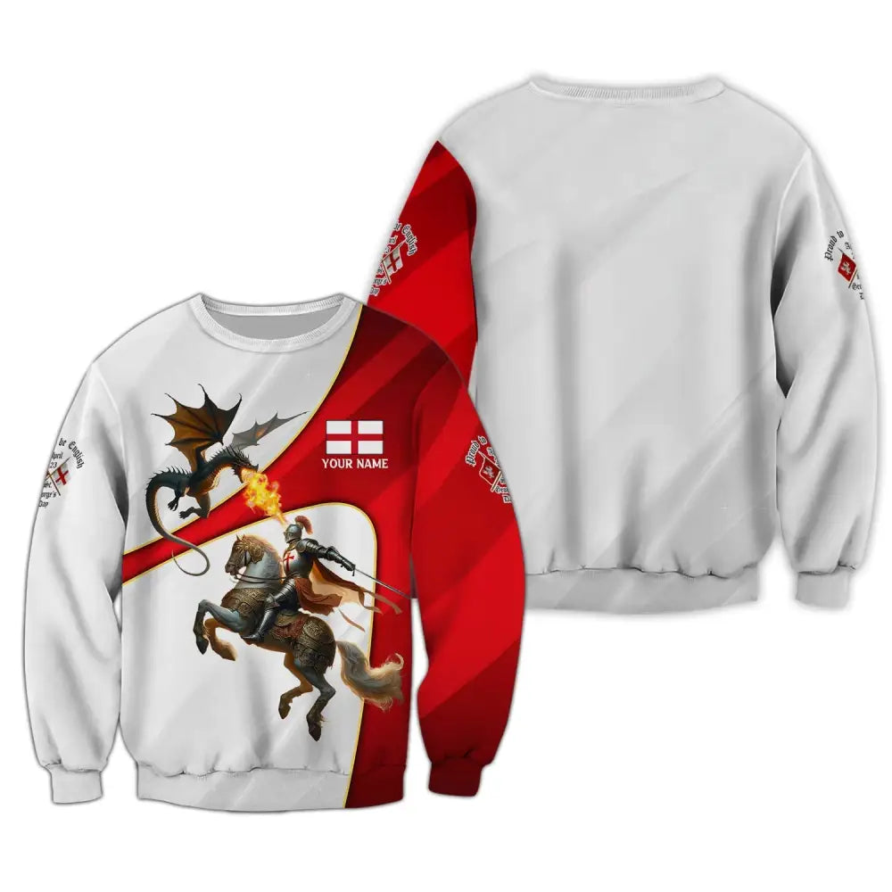 Unisex Shirt Custom Name England T-Shirt Proud To Be English St George’s Day Gift Long Sleeve / S