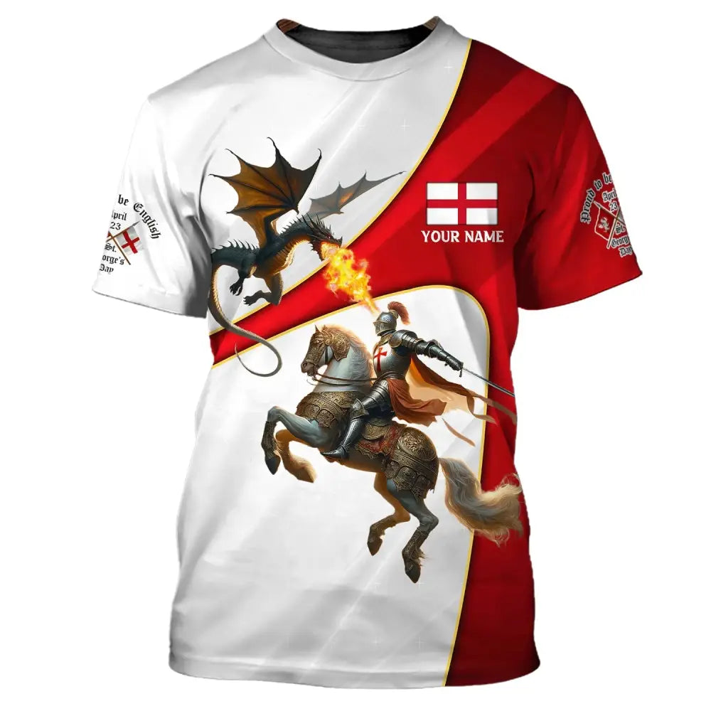 Unisex Shirt Custom Name England T-Shirt Proud To Be English St George’s Day Gift / S