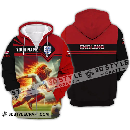 Unisex Shirt - Custom Name, England Team Red And Black Shirt style option 3