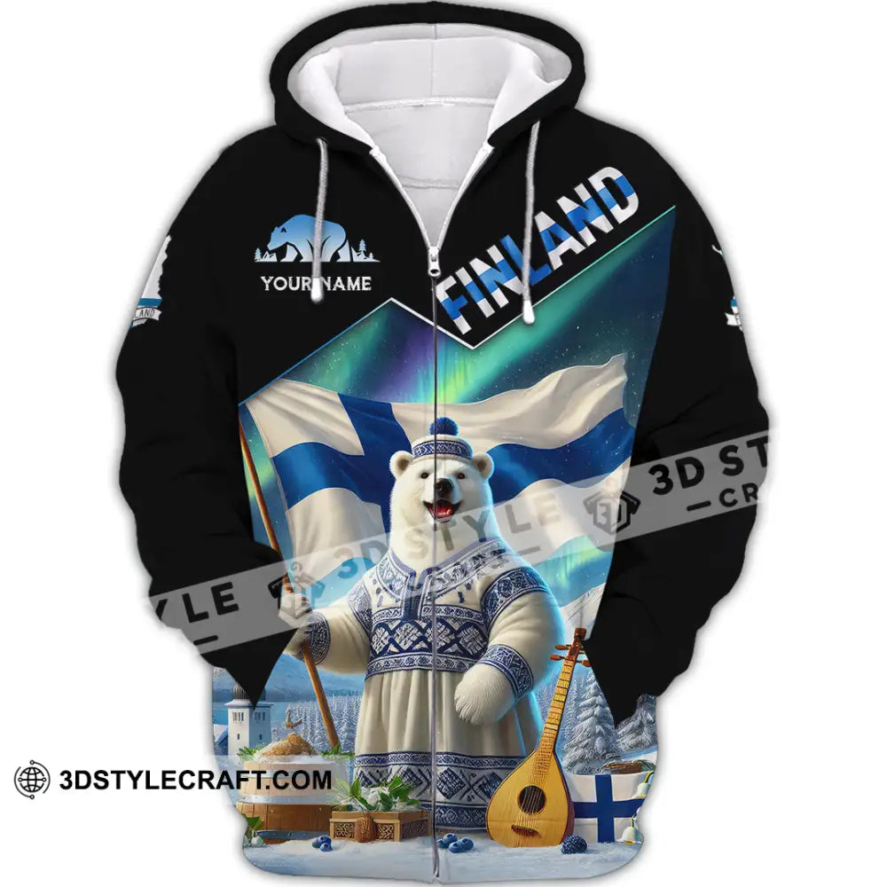 Unisex Shirt Custom Name Finland T-Shirt Lover Gift Zipper Hoodie / S T-Shirt