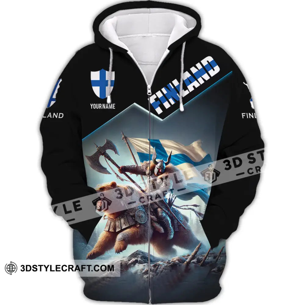 Unisex Shirt Custom Name Finland T-Shirt Lover Gift Zipper Hoodie / S T-Shirt