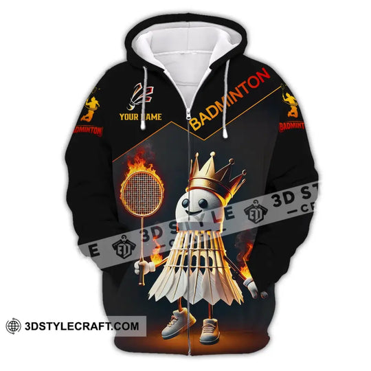 Unisex Shirt - Custom Name Shirt Fire Badminton style option 3