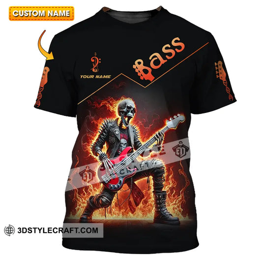Unisex Shirt - Custom Name Fire Bass T-Shirt