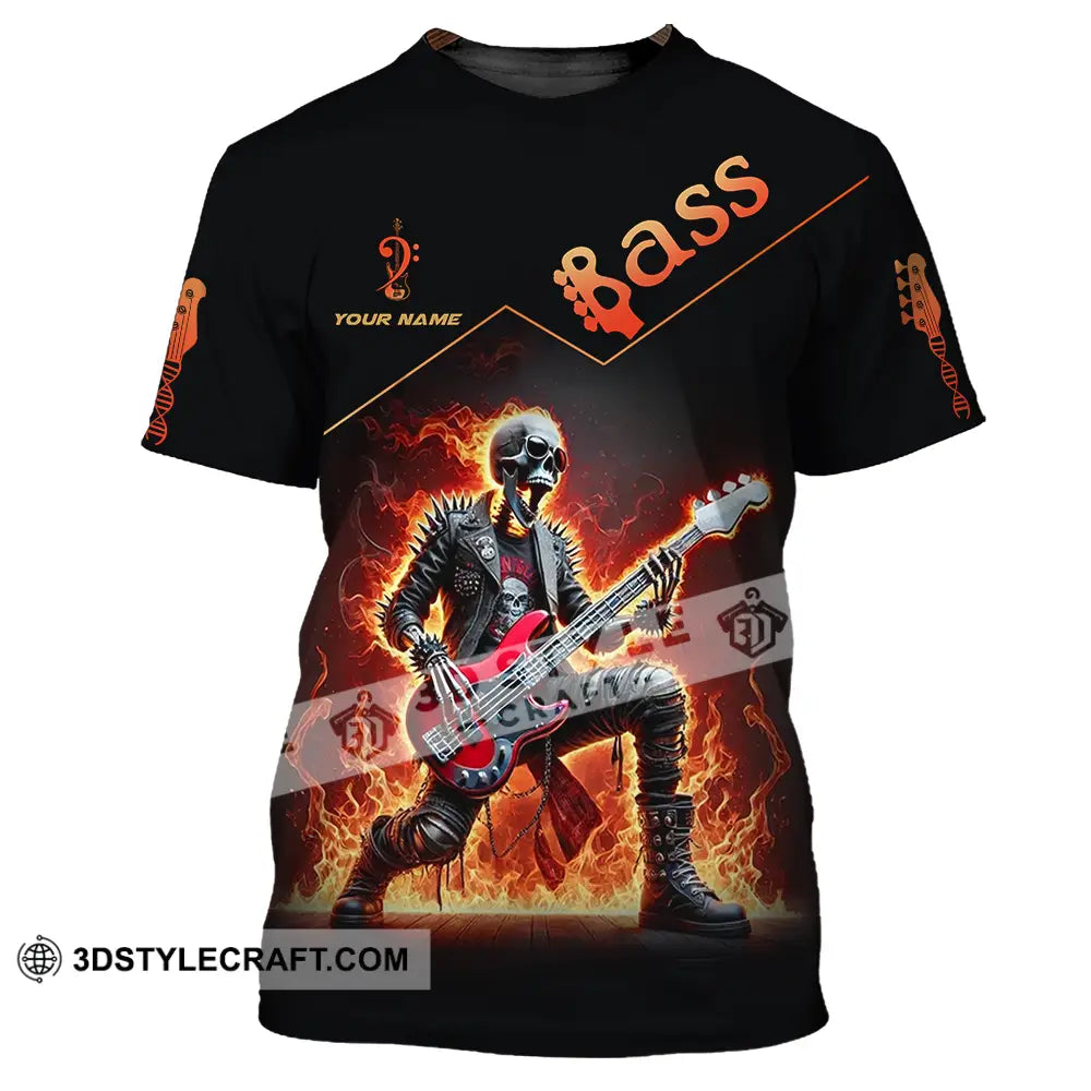 Unisex Shirt - Custom Name Fire Bass T-Shirt / S T-Shirt