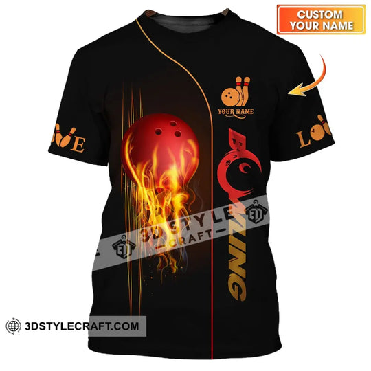 Unisex Shirt - Custom Name Fire Bowling Shirt style option 1