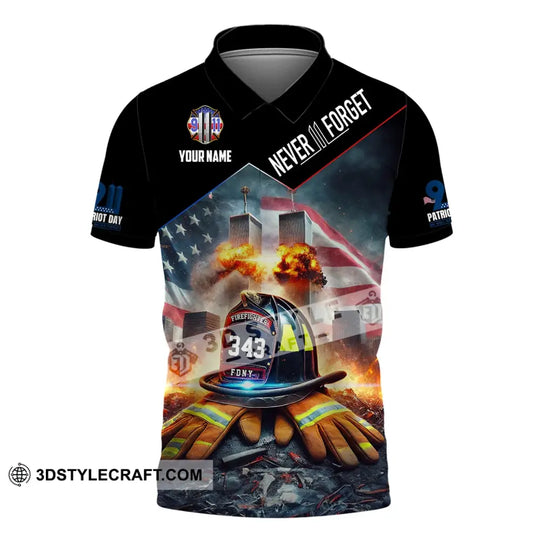 Unisex Shirt, Custom Name Firefighter Shirt, Never Forget, Fallen Firefighters 911 Memorial T-Shirt style option 4