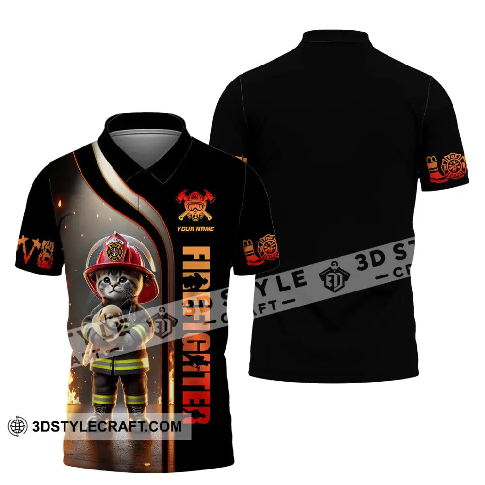 Unisex Shirt Custom Name Firefighter T-Shirt Hoodie Long Sleeve Polo / S T-Shirt