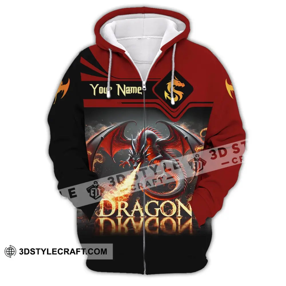Unisex Shirt Custom Name For Dragon Lover T-Shirt Hoodie Long Sleeve Zipper / S T-Shirt