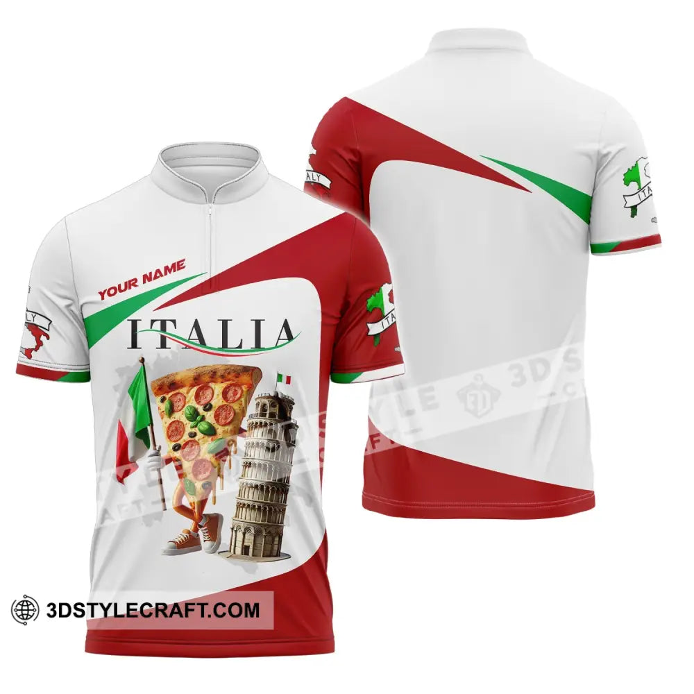 Unisex Shirt Custom Name For Italia Lover T-Shirt Hoodie Long Sleeve Zipper Polo / S T-Shirt