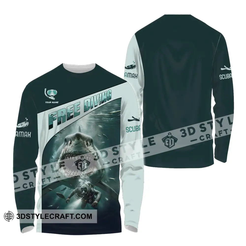 Unisex Shirt Custom Name Free Diving Gift Long Sleeve / S T-Shirt