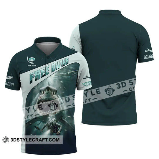 Unisex Shirt, Custom Name Free Diving Shirt, Diving Gift style option 4