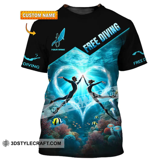 Unisex Shirt, Custom Name Free Diving Shirt, Diving Gift style option 1