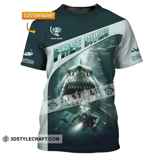 Unisex Shirt, Custom Name Free Diving Shirt, Diving Gift style option 1