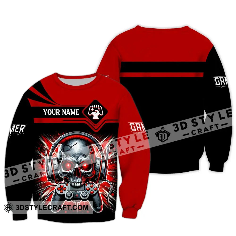 Unisex Shirt Custom Name Gamer Polo Gaming Club T-Shirt Long Sleeve / S
