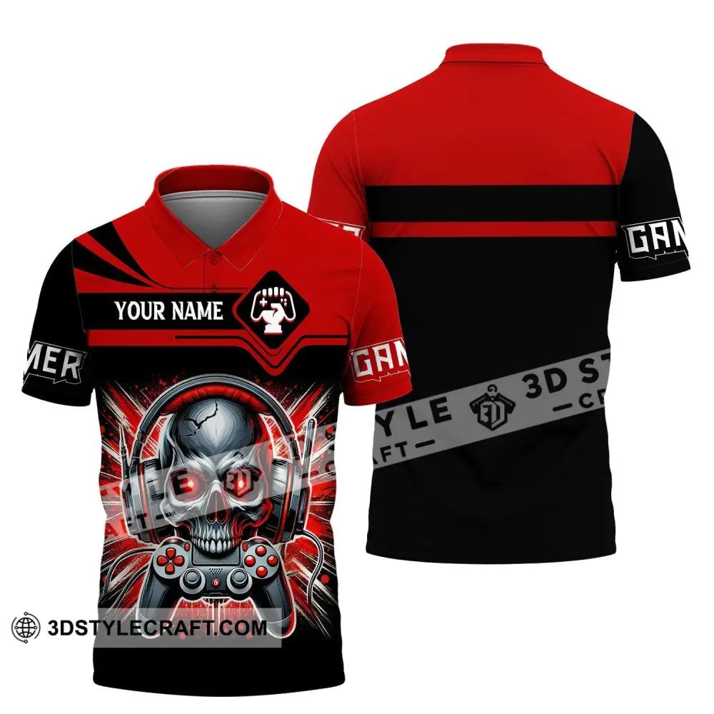 Unisex Shirt Custom Name Gamer Polo Gaming Club T-Shirt / S