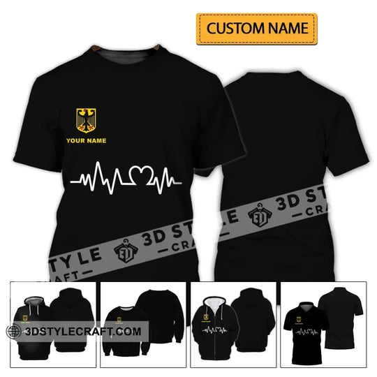 Unisex Shirt - Custom Name Shirt - Germany Heartbeat Name 3D Shirt style option 2