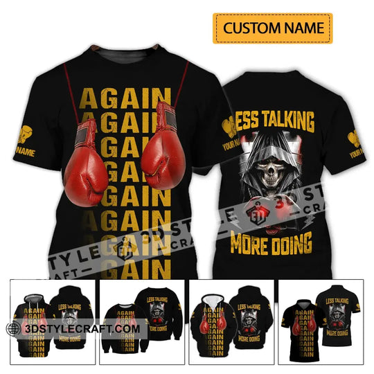 Unisex Shirt - Custom Name Shirt - Gift For Boxing Lover, Less Talking More Doing style option 2