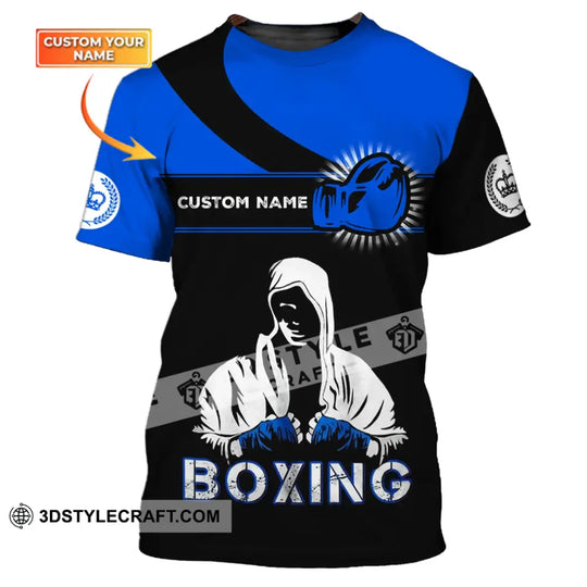 Unisex Shirt - Custom Name Shirt - Gift For Boxing Lover, Royal Blue And Black Shirt style option 1