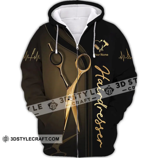 Unisex Shirt - Custom Name Shirt - Gift For Hairdresser Lover, Custom Name Hairdresser, Gold Scissor style option 3