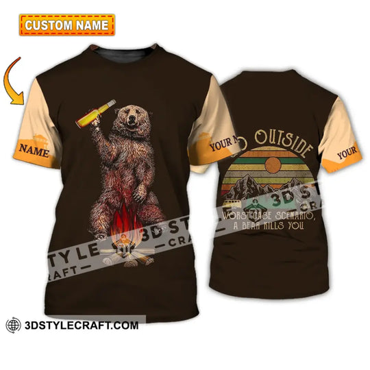 Unisex Shirt - Custom Name Shirt - Go Outside Worst Case Scenario A Bear Kills You style option 1