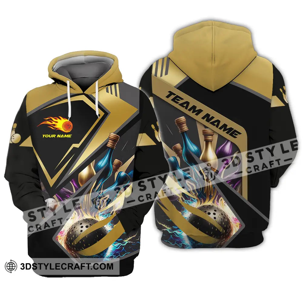 Unisex Shirt - Custom Name Gold Bowling Lover Hoodie / S T-Shirt