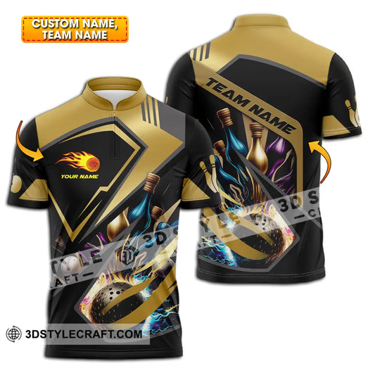 Unisex Shirt - Custom Name Shirt Gold Bowling Lover style option 1