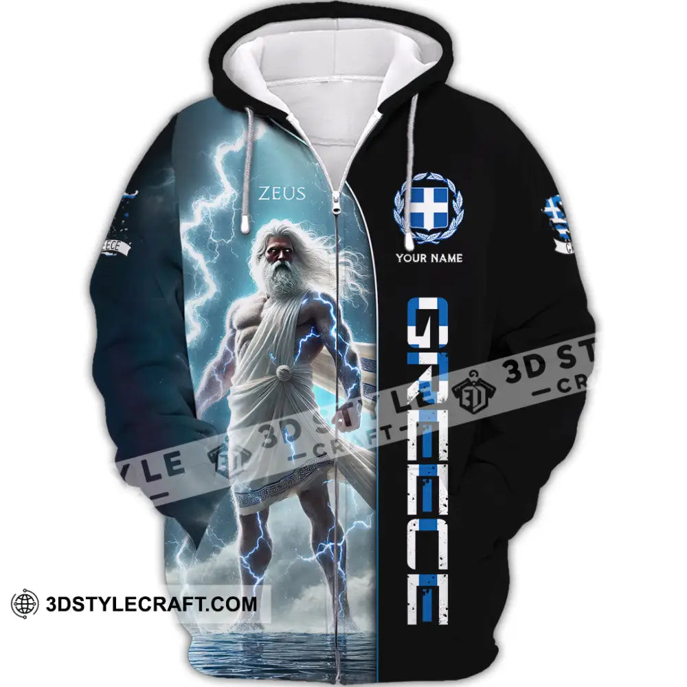 Unisex Shirt Custom Name Greece T-Shirt Lover Gift Zipper Hoodie / S T-Shirt