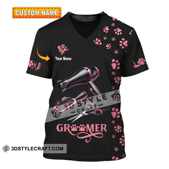 Unisex Shirt, Custom Name Groomer Shirt, Pet Care Apparel, Pet Grooming T-Shirt style option 1
