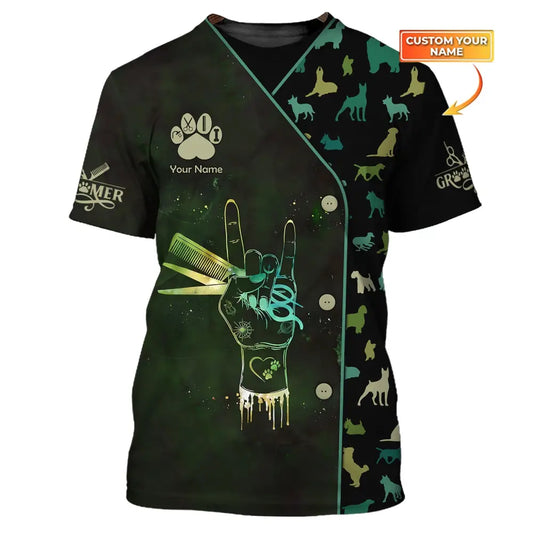 Unisex Shirt Custom Name Groomer Pet Grooming T-Shirt Hoodie / S