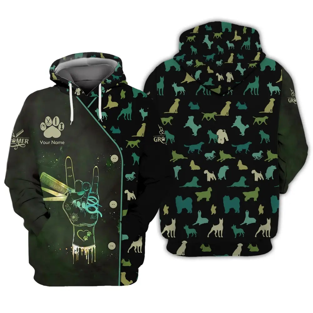 Unisex Shirt Custom Name Groomer Pet Grooming T-Shirt Hoodie / S