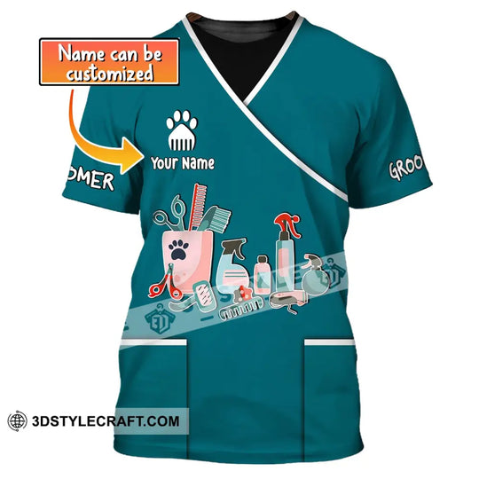 Unisex Shirt, Custom Name Groomer Shirt, Pet Groomer Polo, Pet Grooming T-Shirt style option 1