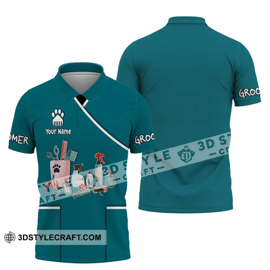 Unisex Shirt, Custom Name Groomer Shirt, Pet Groomer Polo, Pet Grooming T-Shirt style option 4
