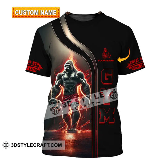 Unisex Shirt Custom Name Gym Work Out Long Sleeve Fitness T-Shirt