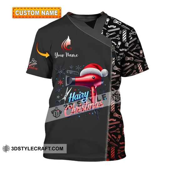 Unisex Shirt, Custom Name Hair Salon Christmas Shirt, Hairdresser Shirt, Christmas Gift style option 1