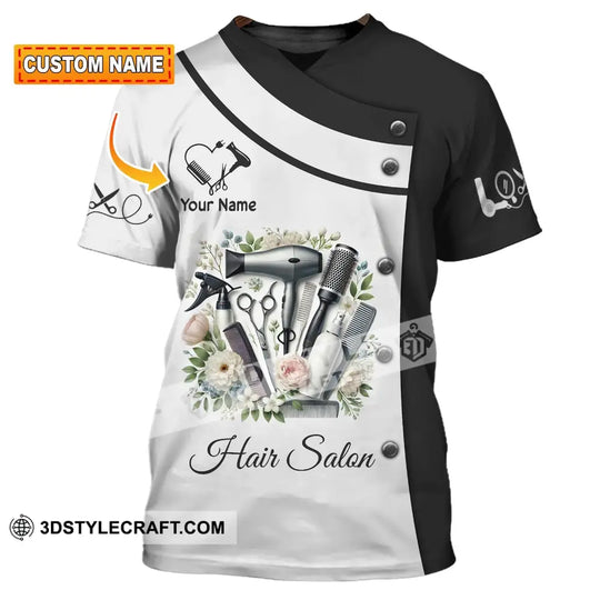 Unisex Shirt, Custom Name Hair Salon Shirt, Hairdresser T-Shirt Hoodie Long Sleeve Shirt style option 1
