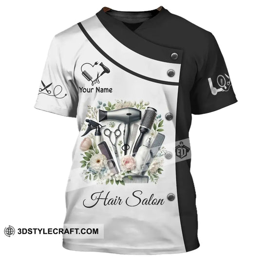 Unisex Shirt, Custom Name Hair Salon Shirt, Hairdresser T-Shirt Hoodie Long Sleeve Shirt style option 2