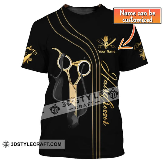 Unisex Shirt, Custom Name Hairdresser Shirt, Hairstylist Apparel, T-Shirt For Barber Shop style option 1