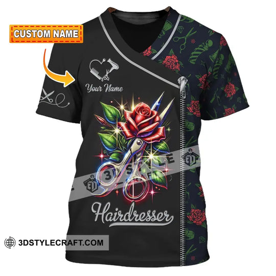 Unisex Shirt, Custom Name Hairdresser Shirt, Hairdresser T-Shirt Hoodie Long Sleeve Shirt style option 1