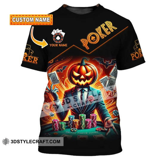 Unisex Shirt, Custom Name Halloween Poker Shirt, Poker Hoodie Shirt Polo Long Sleeve Shirt style option 1
