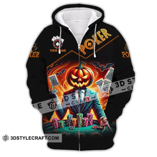 Unisex Shirt, Custom Name Halloween Poker Shirt, Poker Hoodie Shirt Polo Long Sleeve Shirt style option 3
