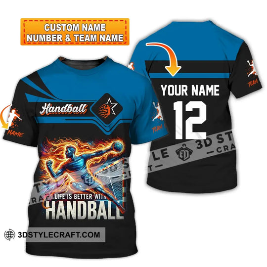 Unisex Shirt, Custom Name Handball Shirt, Handball Long Sleeve Hoodie Polo Shirt, Handball Team Uniform style option 1