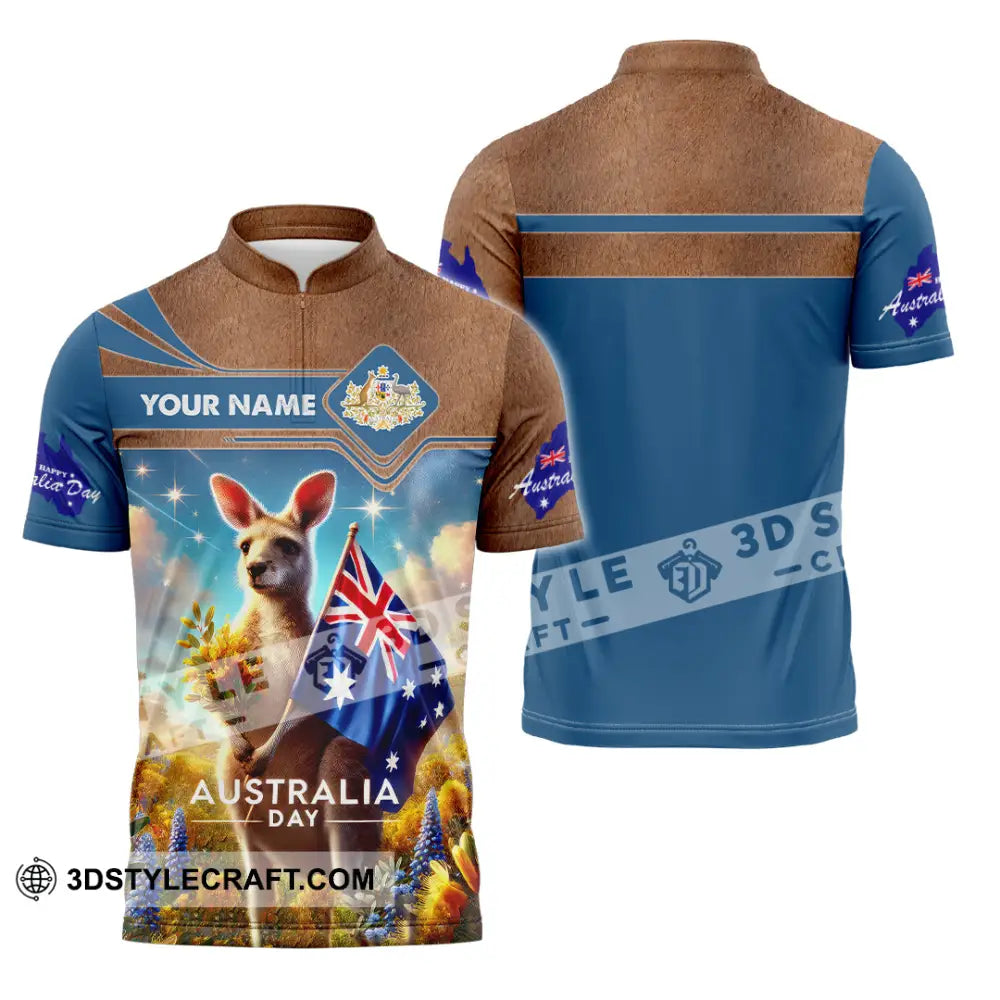 Unisex Shirt Custom Name Happy Australia Day Lover Gift Zipper Polo / S T-Shirt