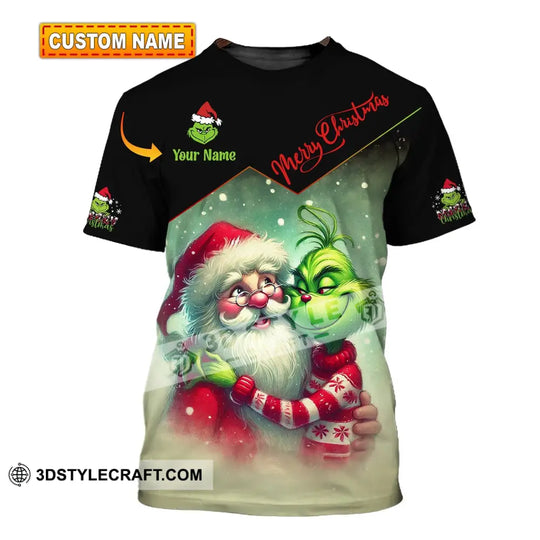 Unisex Shirt - Custom Name Shirt Hugging Santa style option 1