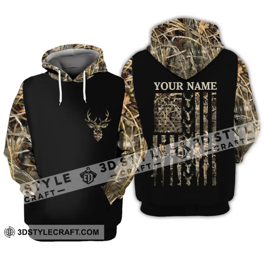 Unisex Shirt - Custom Name Shirt - Hunting Shirt, Hunting Name - Deer Hunting Camo American Flag style option 3